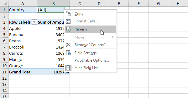 Refresh Chart In Excel