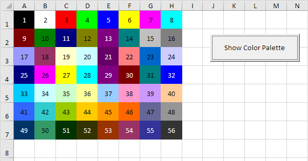 Vba Colorindex : Excel 엑셀 색상표, VBA 매크로 색깔 차트; Colorindex Color Code