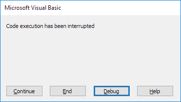 Code Interrupted Dialog Box