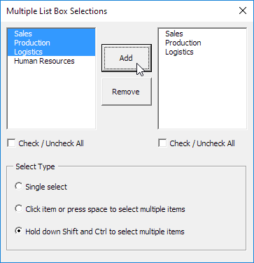 Multiple List Box Selections in Excel VBA