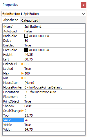 rotate spin button excel