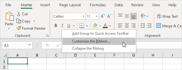 Personalizar la cinta de opciones en Excel