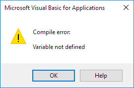 Compile Error in Excel VBA