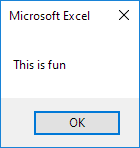 Excel vba message